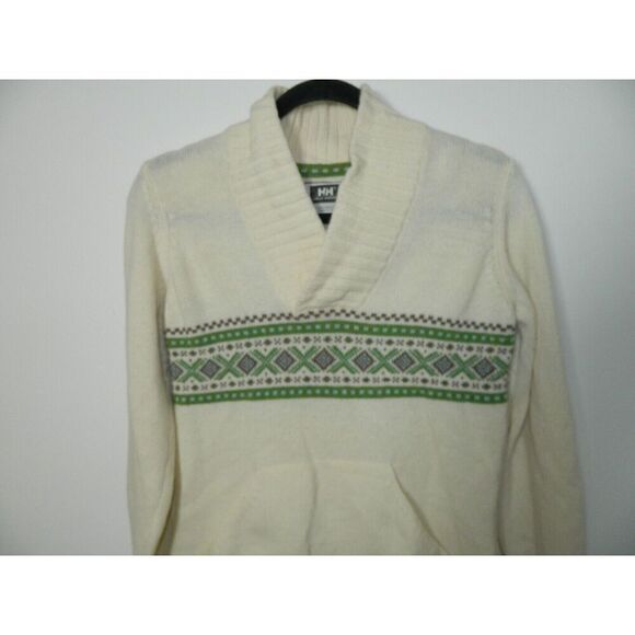 Helly Hansen Sweater Size Small Ivory Green Fair Isle Wool Knit - Picture 4 of 11